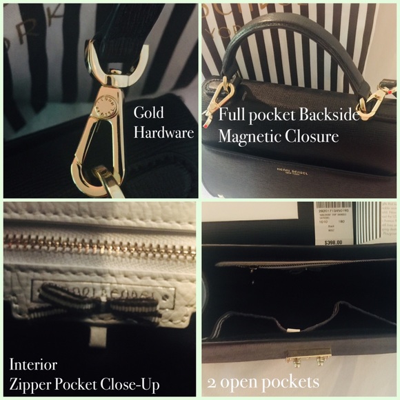 Henri Bendel Jet Black Waldorf Top Handle Satchel. - Picture 6 of 8